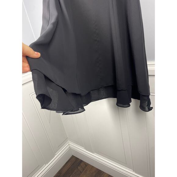 Virgo, Size Small, Black Sleeveless Cocktail Dress, Tiered Chiffon Hem, Altered - Picture 2 of 6